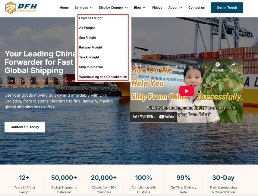 China shipping services