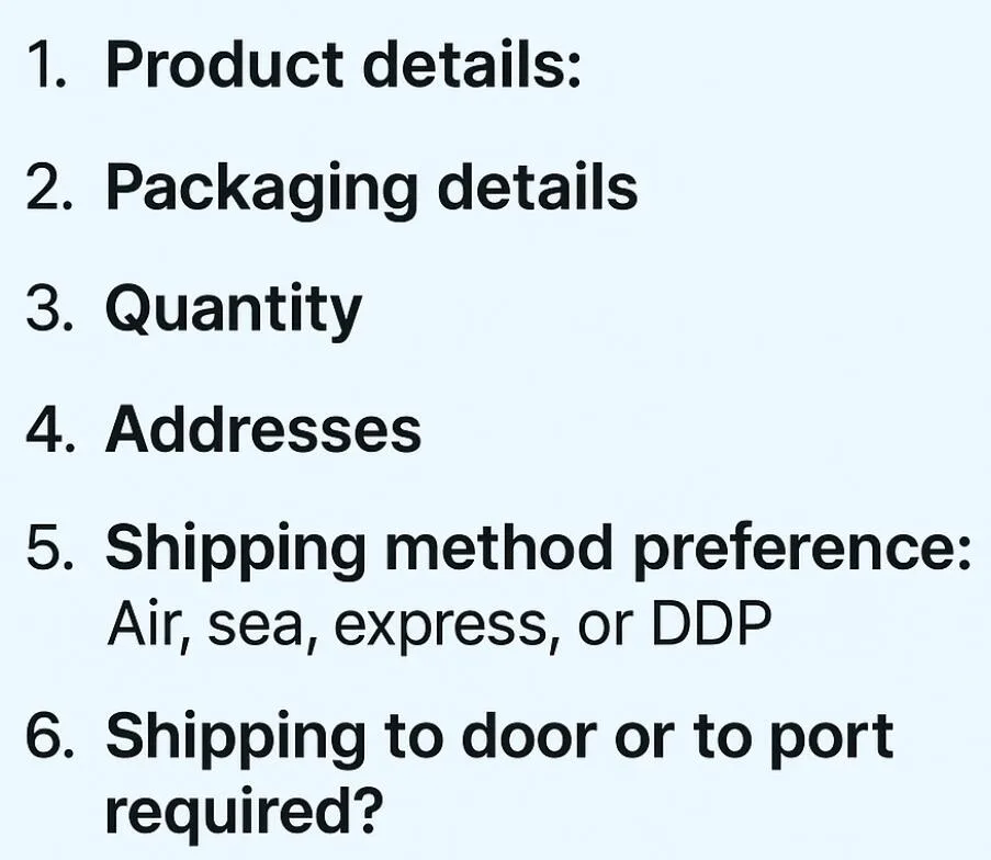 DDP shipping information checklist Australia