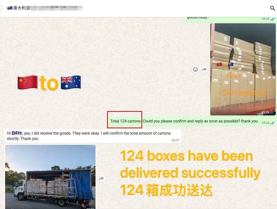 DFH Logistics Happy client China to Australia