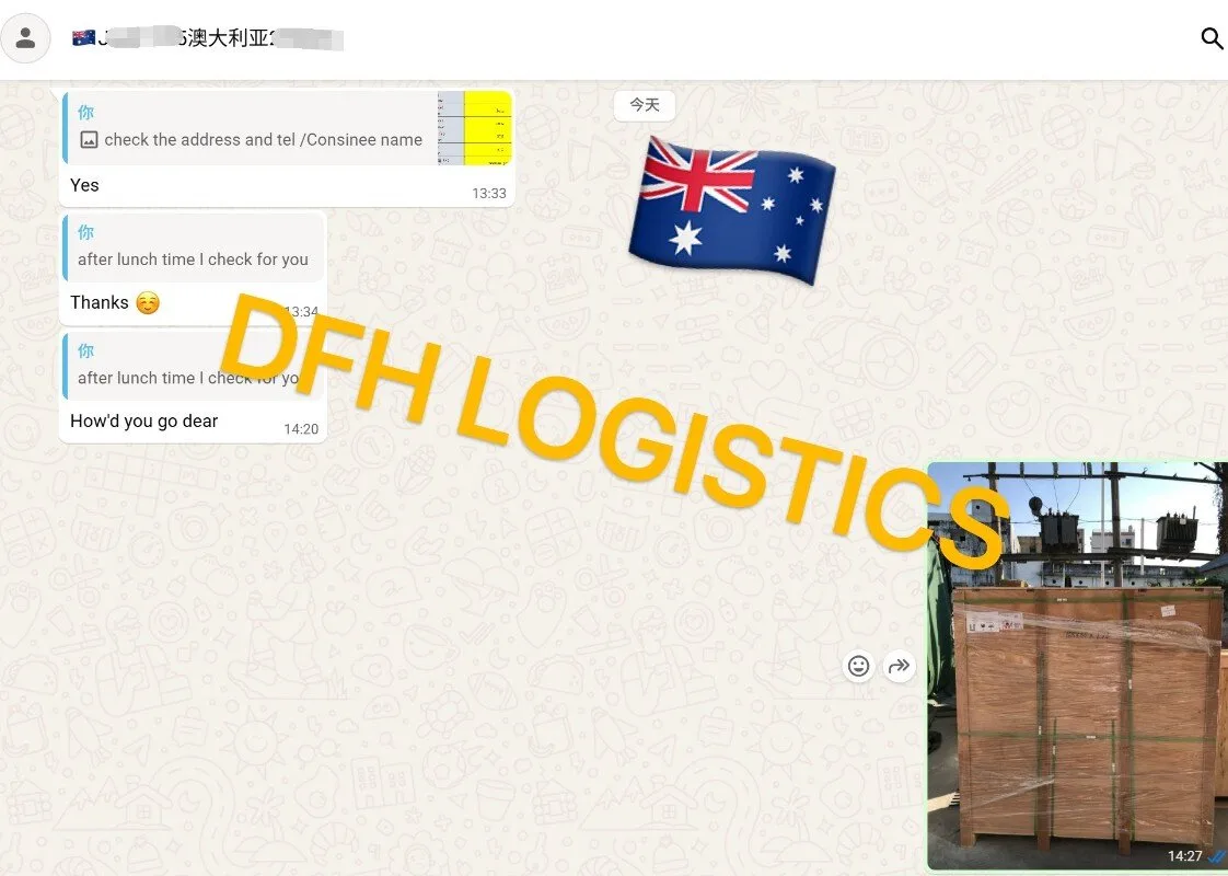 DFH Logistics Happy client China to Australia